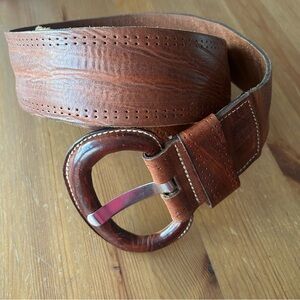 Vintage BRAVE made in Canada Curve Wide Brown Leather Belt